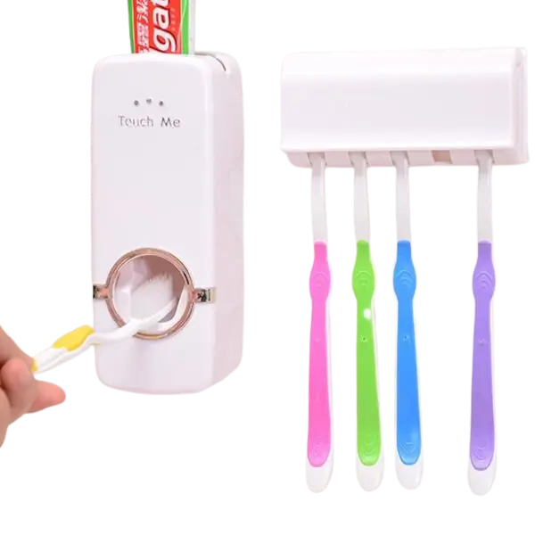 5 Brush Holder Wall Mounted Automatic Hands Free Toothpaste Dispenser