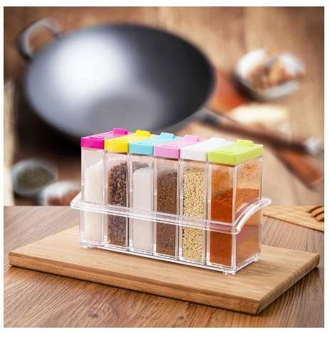 Transparent Spice Jar Salt and Pepper 6Pcs Set