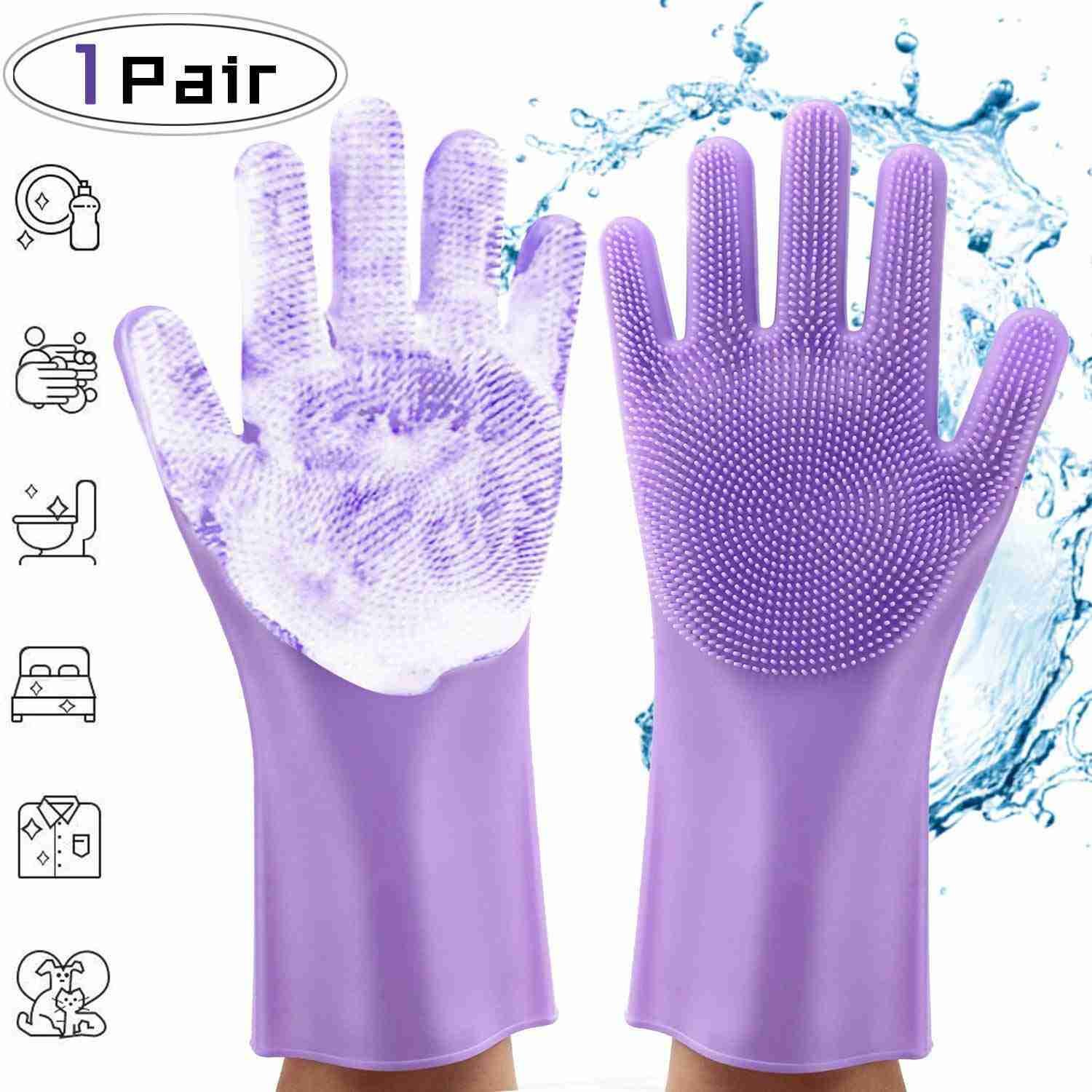 silicone cleaning brush scrubber gloves