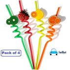 Swirly Fruit Shaped Reusable Crazy Straws